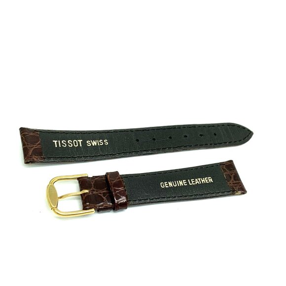 Tissot Watch Replacement Band Brown Leather 17mm Lug Strap Gold Steel Buckle - Picture 2 of 6